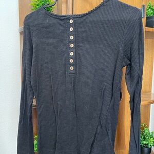 Black Button-Down Women's Top